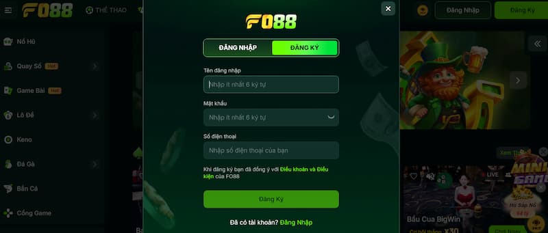 Thông tin đăng ký FO88 